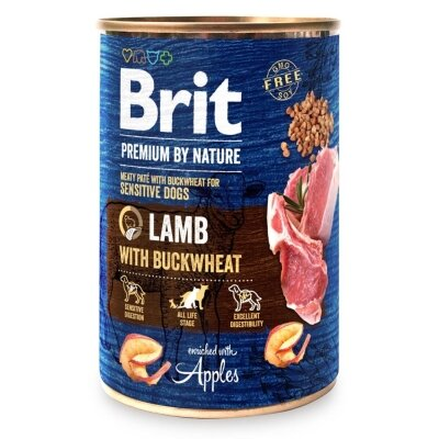 Корм вологий для собак Brit Premium Ягня з гречкою, 400 г