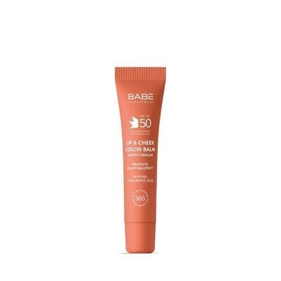 Бальзам-тінт для губ та щік Babe Laboratorios SPF50 із гіалуроновою кислотою та пептидами Nude, 20 мл