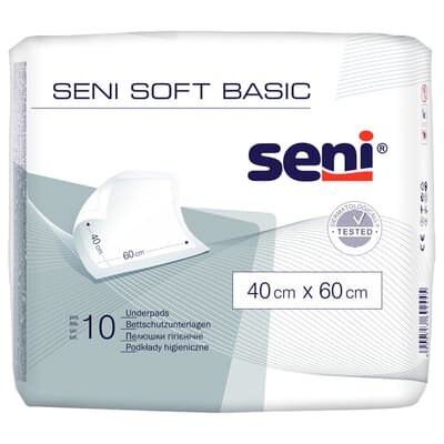 Пелюшки Seni Soft Basic одноразові гігієнічні 40х60 см, 10 шт