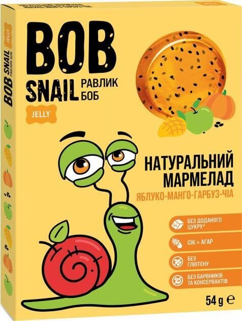 Мармелад Bob Snail Jelly яблуко-манго-гарбуз-чіа, 54 г