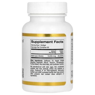 Біотин California Gold Nutrition Biotin 10 000 мкг вег. капсули №90