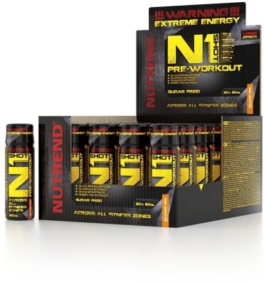 Передтренувальний комплекс Nutrend N1 shot Orange, 20 * 60 мл