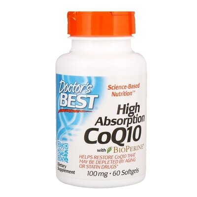 Коензим Q10 100 мг та біоперин Doctor's Best High Absorption CoQ10 with BioPerine, 60 капсул