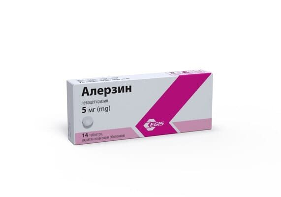 Алерзин таблетки, в/плів. обол. по 5 мг №14 (7х2)