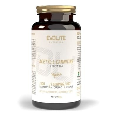 Ацетил L-Карнітин + Зелений чай Evolite Nutrition Acetyl L-Carnitine + Green Tea, 100 капсул