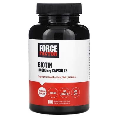 Біотин Force Factor Biotin 10000 мкг, 100 вегетаріанських капсул