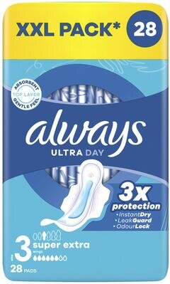 Прокладки гігієнічні Always Ultra Day Super Extra, 6 крапель, 3 розмір, 28 шт