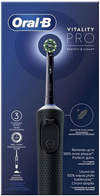 Електрична зубна щітка Oral-B Pro Protect X Clean чорна, 1 штука