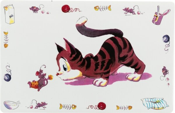 Килимок під миску Trixie 24544 Comic cat для кішок нековзний, 44 х 28 см