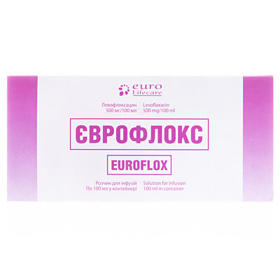 Єврофлокс розчин д/інф. 500 мг/100 мл по 100 мл у конт.