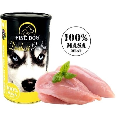 Консерва для собак Fine Dog з м'ясом птиці супер преміум класу, 1200 г