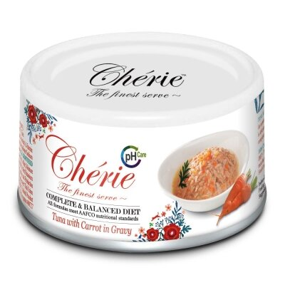 Корм вологий Cherie Complete & Balanced Diet для котів зі шматочками тунця та моркви в cоусі для підтримки сечовивідних шляхів, 80 г