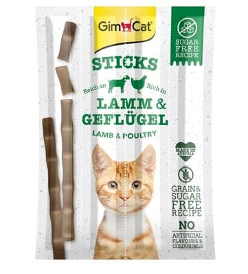Ласощі для кішок GimCat Sticks палички з ягням та птицею, 4 штуки