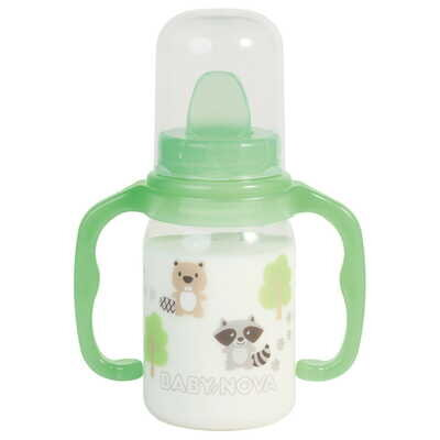 Пляшечка Baby-Nova 46003 Декор пластикова з декором, з ручками, 125 мл