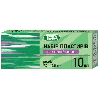 Набір пластирів Teta на тканинній основі, 7,2 х 2,5 см, 10 штук