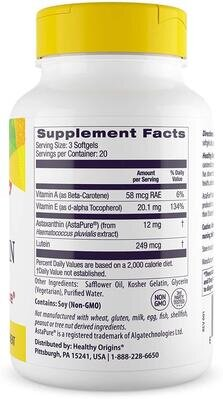 Астаксантин, Astaxanthin, Healthy Origins, 4 мг, 60 гелевих капсул