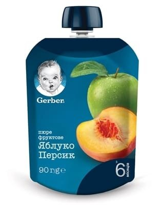 Пюре фруктове Gerber Яблуко і персик, 90 г