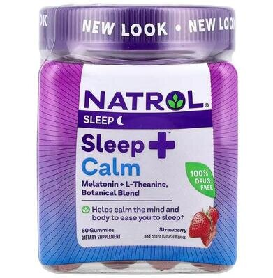 Підтримка сну Natrol Sleep + Calm смак полуниці, 60 жувальних цукерок