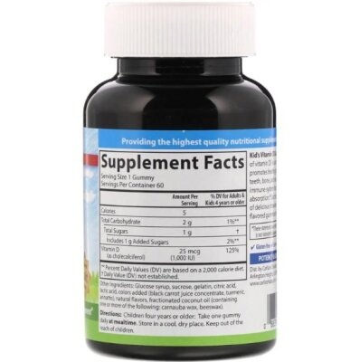 Вітамін D3 для дітей Carlson Labs Kid's Vitamin D3 Gummies 1000 МО, смак фруктів, 60 жувальних цукерок