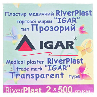 Пластир медичний IGAR RiverPlast тип Прозорий на полімерній основі (поліетилен) 2 см х 500 см, 1 штука