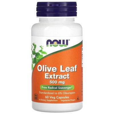 Оливи листя екстракт NOW Olive Leaf Extract 500 мг вег. капсули №60