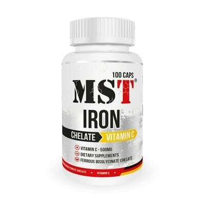 Залізо та Вітамін С MST Nutrition Iron Chelate + Vitamin C, 100 капсул