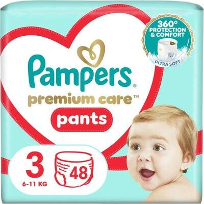 Підгузки-трусики Pampers Premium Care Pants дитячі розмір 3, 6-11 кг, 48 шт
