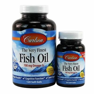 Риб'ячий жир Carlson Labs Fish Oil 700 мг зі смаком лимона, 120 + 30 капсул