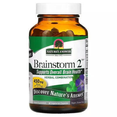 Комплекс для активності мозку Nature's Answer Brainstorm 2 450 мг, 90 вегетаріанських капсул