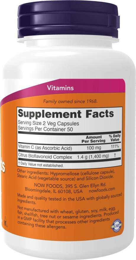 Цитрусові біофлавоноїди NOW Citrus Bioflavonoids вег. капсули №100