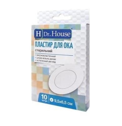 Пластир Dr. House для ока стерильний 9,5 см х 6,5 см, 10 штук