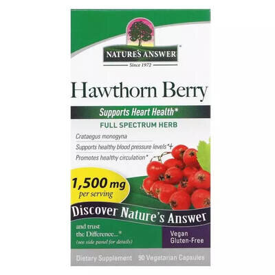 Глід Nature's Answer Hawthorn Berry 1500 мг, 90 вегетарианских капсул