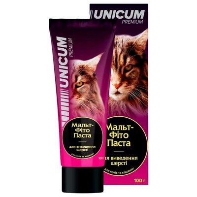 Мальт-Фіто паста Unicum Premium для виведення шерсті у котів та кошенят, 100 г