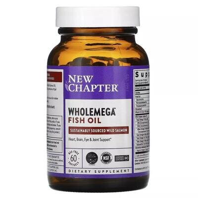 Риб'ячий жир New Chapter Wholemega Alaskan Salmon Oil 1000 мг, 60 желатинових капсул