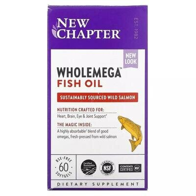 Риб'ячий жир New Chapter Wholemega Alaskan Salmon Oil 1000 мг, 60 желатинових капсул