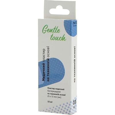 Пластир медичний Gentle touch бактерицидний, на тканинній основі з хлоргексидином 25 мм х 72 мм, 10 штук
