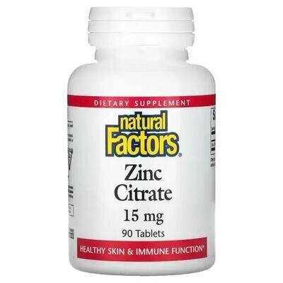Цинк цитрат Natural Factors Zinc Citrate 15 мг, 90 таблеток