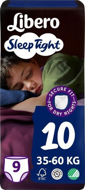 Підгузки-трусики Libero Sleep Tight розмір 10, 35-60 кг, 9 шт