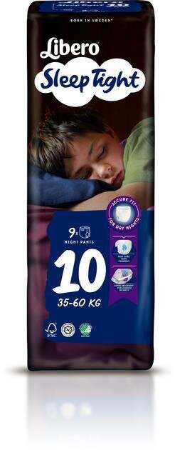 Підгузки-трусики Libero Sleep Tight розмір 10, 35-60 кг, 9 шт