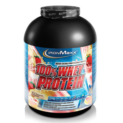Протеїн IronMaxx 100% Whey Protein Полуниця-білий шоколад, 2350 г (банка)