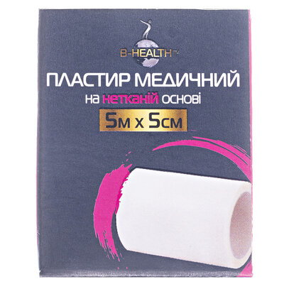 Пластир медичний B-Heаlth на нетканій основі, котушка, розмір 5 м х 5 см