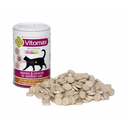 Вітаміни Vitomax 200107 комплекс для кастрованих котів, 300 таблеток