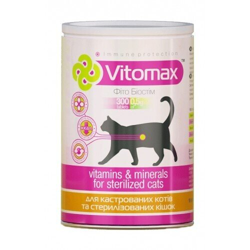 Вітаміни Vitomax 200107 комплекс для кастрованих котів, 300 таблеток