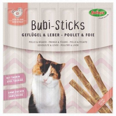Ласощі Bubimex Bubi Sticks with Poultry and Liver Снеки жувальні з птицею і печінкою для котів, 30 г