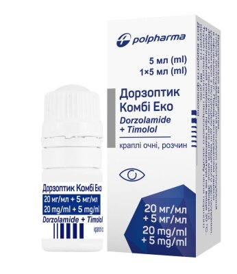 Дорзоптик комбі еко краплі оч., р-н 20 мг/5 мг/мл по 5 мл №1 у флак.-крап.