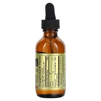 Вітамін Д3 Solgar Liquid Vitamin D3 (Cholecalciferol) 125 мкг (5000 МО) смак апельсину, 59 мл