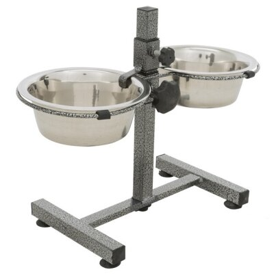 Миска для собак Trixie 24920 подвійна на регульованій підставці металева, 15 см 2 х 0,75 л