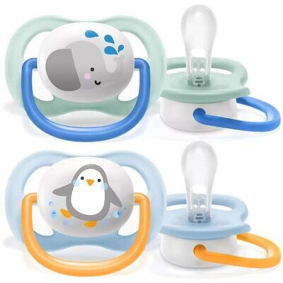 Пустушка силіконова Philips Avent Ultra Air Animal SCF080/11 ортодонтична, 0-6 місяців, 2 шт