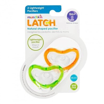 Пустушка силіконова Munchkin Latch 011662.03 зелена/помаранчева від 0 до 3 місяців, 2 шт