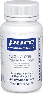 Бета-каротин (зі змішаними каротиноїдами) Pure Encapsulations Beta Carotene, 90 капсул